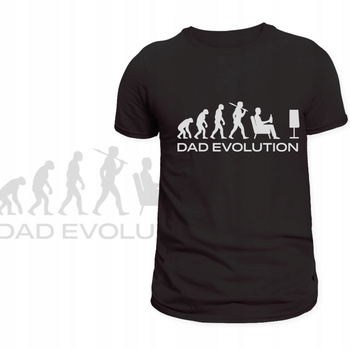 T-Shirt Męski Koszulka Świetny Nadruk Dad Evolution Prezent Dzień Ojca