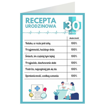 Kartka okolicznościowa - Recepta, 30 lat