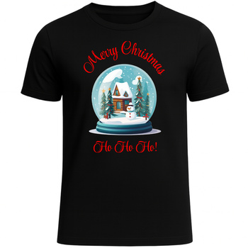 Koszulka Świąteczna Kula Śnieżna Bałwanek Nadruk Ho Ho Ho HIT Prezent