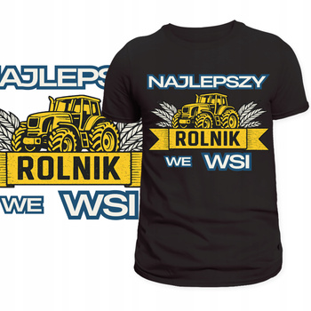 T-Shirt Męski Koszulka Super Nadruk Najlepszy Rolnik we Wsi Prezent