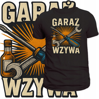 T-Shirt Męski Koszulka Nadruk Garaż Wzywa Majster Śmieszny Prezent