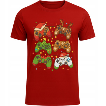 Koszulka Świąteczna Gamingowa z Padami Super Prezent dla Gracza Święta