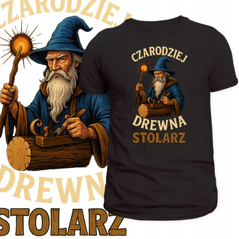 T-Shirt Męski Zabawny Nadruk dla Stolarza Stolarz Czarodziej Drewna Mag