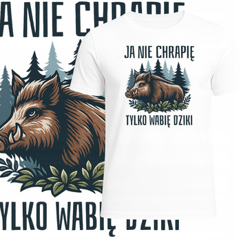T-Shirt Męski Koszulka Nadruk Dzik Chrapanie Śmieszny Prezent