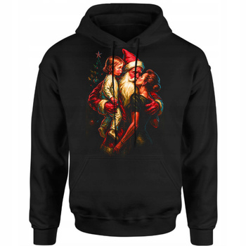 Bluza Świąteczna Męska Mikołaj Całus Śmieszny Nadruk 3D Prezent Bawełna