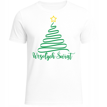 Koszulka Świąteczna z Nadrukiem Choinka Wesołych Świąt Prezent Święta