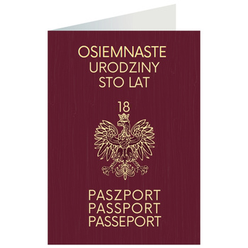 Kartka okolicznościowa - Paszport, 18 urodziny