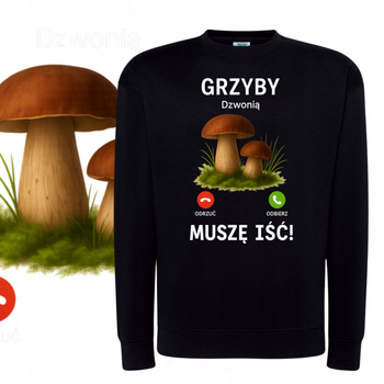 Bluza Unisex Dresowa Miękka Nadruk Dla Grzybiarza Grzyby Las Prezent