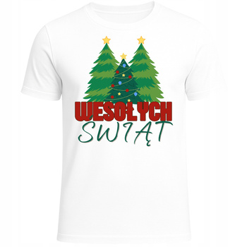 Koszulka Świąteczna z Nadrukiem Choinki Wesołych Świąt Prezent Zabawna