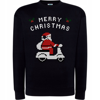 Bluza Świąteczna Merry Christmas Pikselowy Mikołaj Na Skuterze Prezent