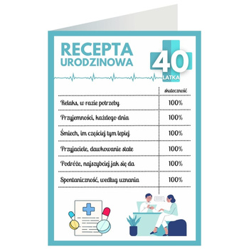 Kartka okolicznościowa - Recepta, 40 lat