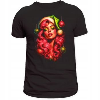 Koszulka Świąteczna Mikołajka z Bombkami Nadruk 3D Prezent Bawełna