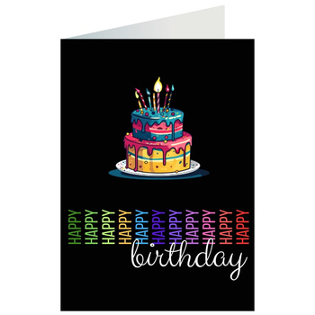 Kartka okolicznościowa - Happy Birthday, czarna