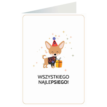 Kartka okolicznościowa - Piesek z prezentem