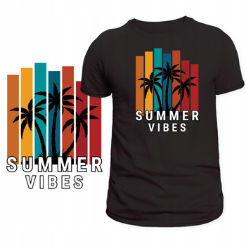 T-Shirt na Wakacje Męski Koszulka Super Nadruk Chill Plaża Lato Prezent