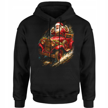 Bluza Świąteczna Męska Mikołaj Auto Nadruk 3D Prezent Gwiazdka Bawełna