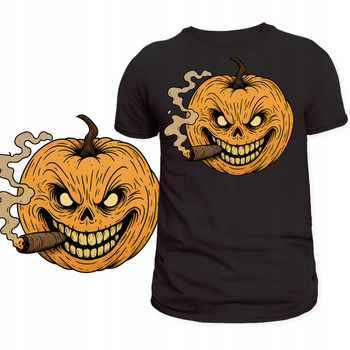 Koszulka na Halloween Straszna Dynia Świetny Nadruk Super na Imprezę