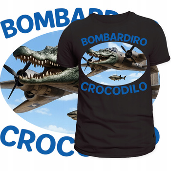 T-Shirt Męski Koszulka Nadruk Brainrot Bombardiro Crocodilo Prezent