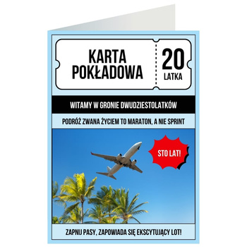 Kartka okolicznościowa - Karta pokładowa, 20 lat