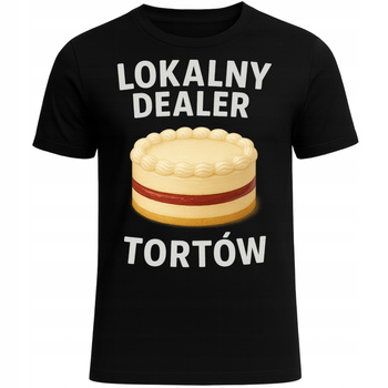 Koszulka Śmieszna z Nadrukiem Lokalny Dealer Tortów Prezent Cukiernik