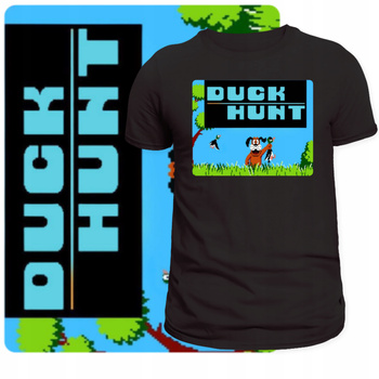 T-Shirt Męski Nadruk Koszulka Duck Hunt Gra Retro Geek Pegasus Prezent
