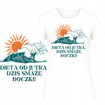 T-Shirt na Lato Damski Koszulka Super Śmieszny Nadruk HIT Wakacje Plaża