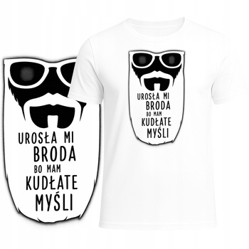 T-Shirt Męski Koszulka Super Zabawny Nadruk Kudłate Myśli Broda Prezent