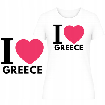 T-Shirt Damski Koszulka Super Nadruk I LOVE GREECE Turystyczna Prezent