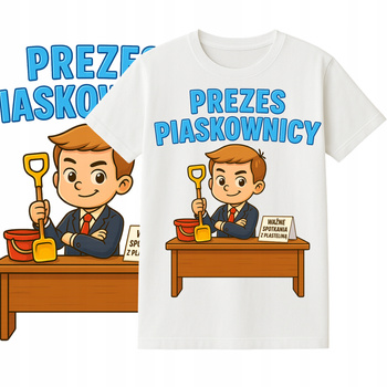 T-Shirt Dziecięcy Koszulka Super Nadruk Prezes Piaskownicy Prezent