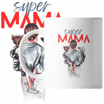 Kubek z Nadrukiem Najlepsza Super Mama Prezent Dzień Matki Subtelny
