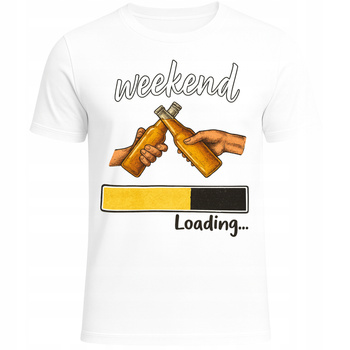 Koszulka Męska Weekend Loading Śmieszna z Nadrukiem Prezent na Imprezę