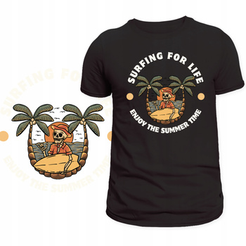 T-Shirt na Wakacje Męski Koszulka Super Nadruk Chill Plaża Lato Prezent