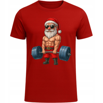 Koszulka Świąteczna Treningowa Siłownia Mikołaj Fitness HIT na Prezent