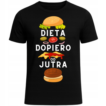 Koszulka Męska Dieta Dopiero od Jutra Śmieszny Nadruk Burger Prezent