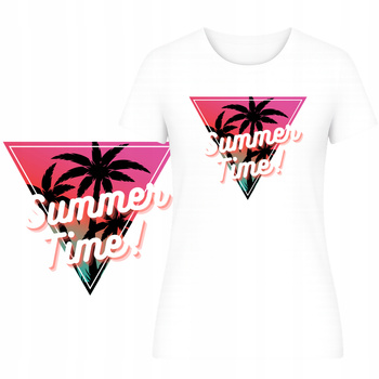 T-Shirt na Lato Damski Koszulka Super Nadruk Summer Time Wakacje Plaża
