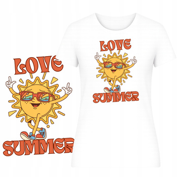 T-Shirt na Lato Damski Koszulka Super Nadruk Summer Vibes Wakacje Plaża
