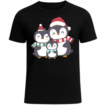 Koszulka Świąteczna Urocze Pingwiny Zimowy Motyw HIT Idealna Na Święta