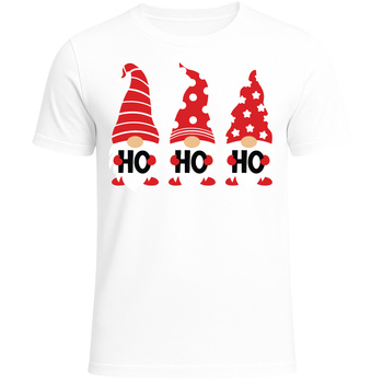 Koszulka Świąteczna z Nadrukiem Gnomy HO HO HO Modny Prezent na Święta