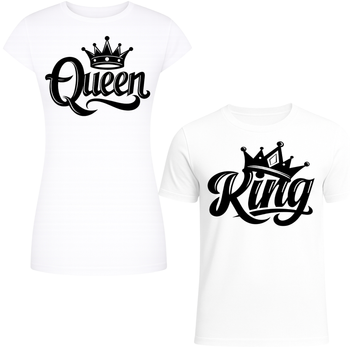 2x Koszulka dla Par Matching King Queen Prezent Komplet na WALENTYNKI