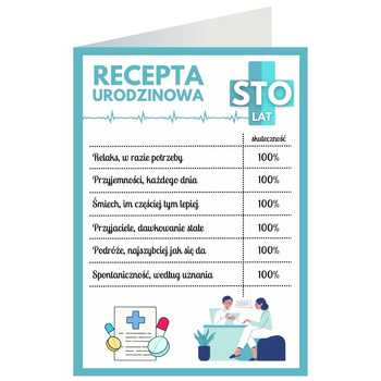 Kartka okolicznościowa - Recepta, sto lat