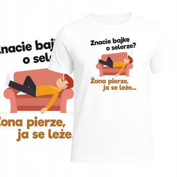 T-Shirt Męski Koszulka Super Śmieszny Nadruk Leń HIT Prezent Dla Lenia