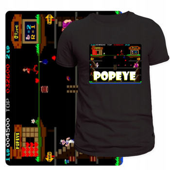 T-Shirt Męski Nadruk Koszulka Popeye Gra Retro Geek Pegasus Prezent