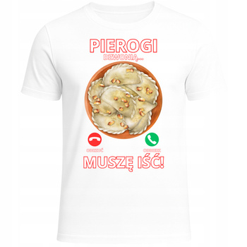 Koszulka Świąteczna z Nadrukiem Pierogi Dzwonią Muszę Iść Super Prezent