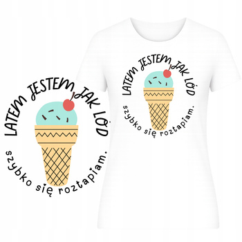 T-Shirt na Lato Damski Koszulka Zabawny Super Nadruk Plaża na Wakacje