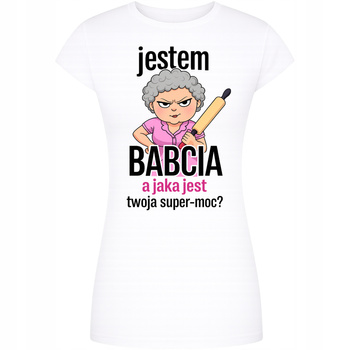 Koszulka Na Dzień Babci Z Nadrukiem Babcia SUPER MOC Ekstra na Prezent
