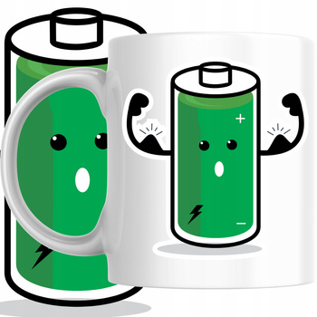 Kubek Nadruk Muskularna Bateria Energia Praca Biuro Upominek Prezent