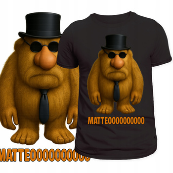 T-Shirt Męski Koszulka Śmieszny Nadruk Brainrot TikTok Matteo Prezent