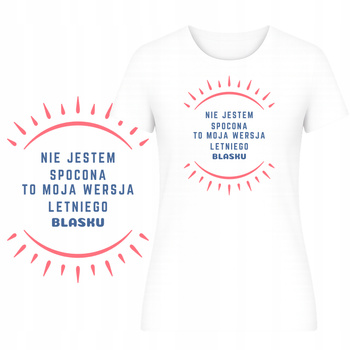 T-Shirt na Lato Damski Koszulka Super Śmieszny Nadruk Plaża na Wakacje