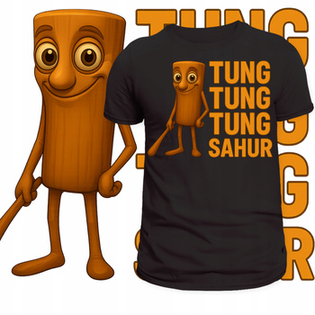 T-Shirt Męski Koszulka Nadruk Brainrot Tung Tung Tung Sahur Prezent