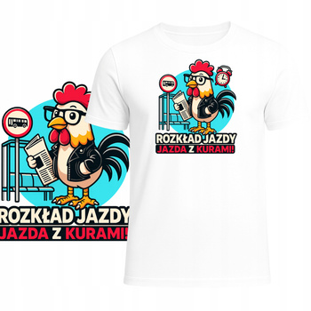 T-Shirt Męski Koszulka Super Nadruk Śmieszny Rozkład Jazdy HIT Prezent